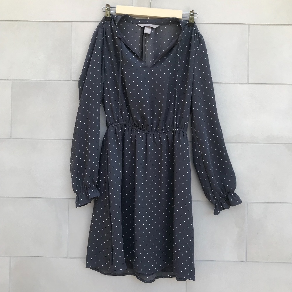 Polka dot dark grey midi dress